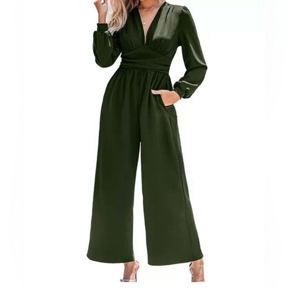 Cupshe Deep Green Long Sleeve Jumpsuit